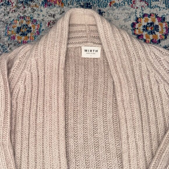 MIRTH Caftans Open Chunky Knit Sweater Baby Alpaca Merino Wool Size S - Picture 2 of 5